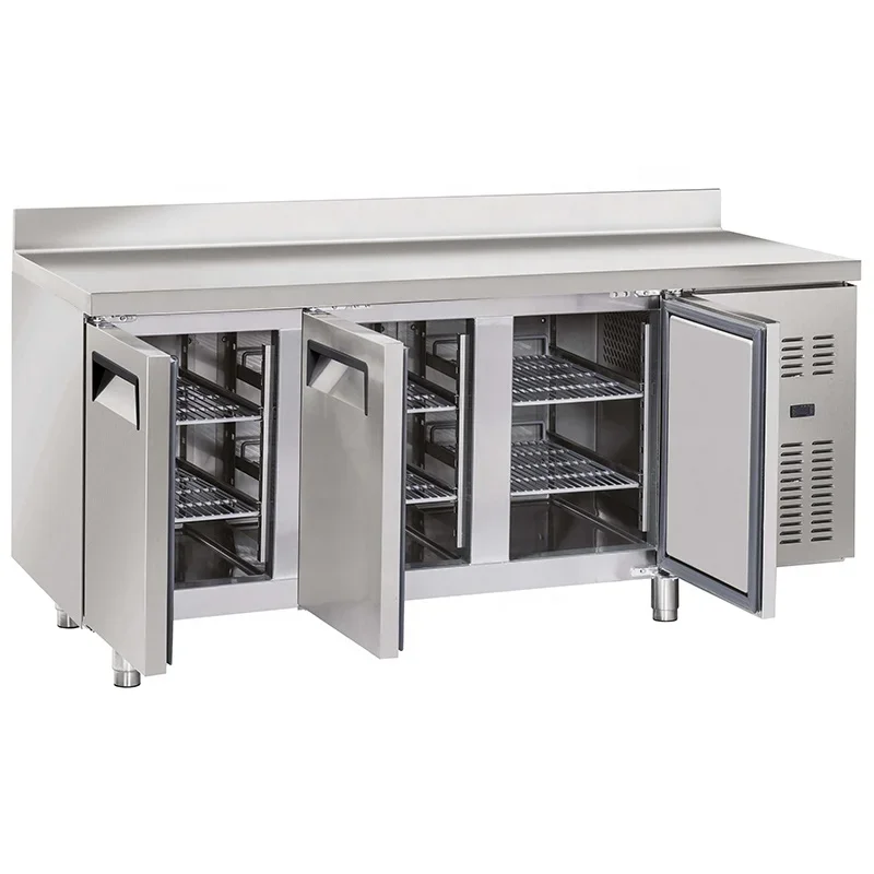 Three Door Commercial Refrigeration Undercounter Freezer Catering Equipment Kitchen Equipment Prep Table Refrigerator