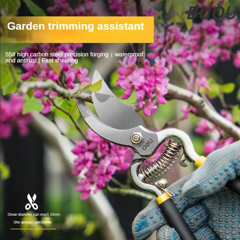 DELI 8 Inch Garden Pruner Shears SK5 Blade Pruning Scissors for Bonsai Fruit Trees Flowers Branches Garden Pruners 3