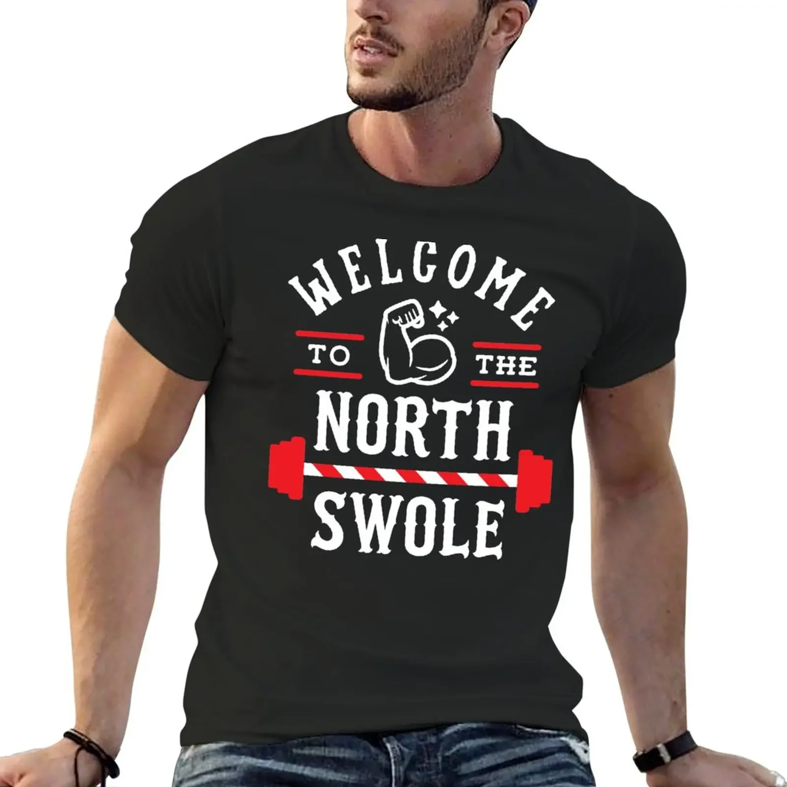 

Welcome To The North Swole (Funny Christmas Gym Pun) T-Shirt plain blanks tees funnys t shirts men