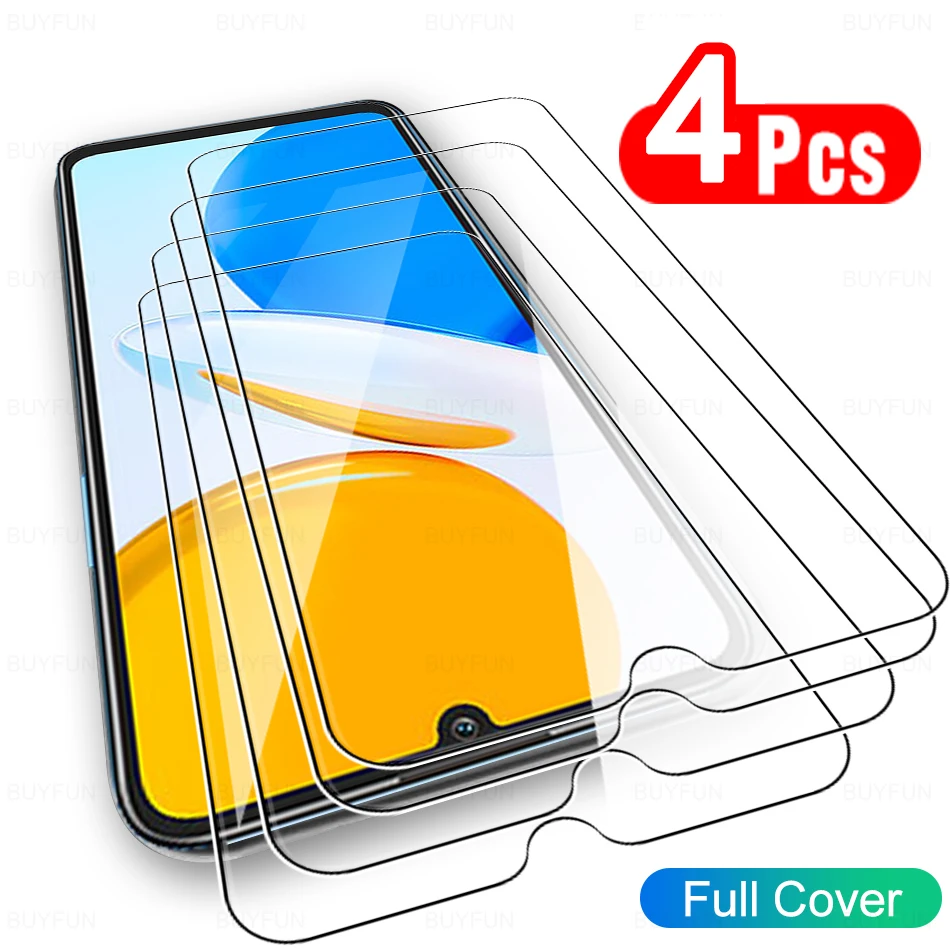 4 Pcs Tempered Glass For Huawei Honor X7 Screen Protector Film For Honor X7 X8 X 7 8 Full Cover Protective Glass