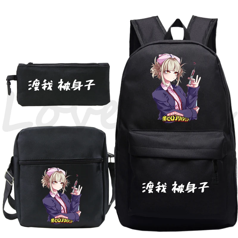 

My Hero Academia Himiko Toga Print Backpack 3pcs/set Girl Boy Cartoon Schoolbag Anime Boku No Hero Academia Bagpack Kids Bookbag