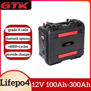 Batteria GTK Lifepo4 100Ah 200Ah 300Ah Batterie ricaricabili 12,8 V Batteria LiFePo 4 Batteria 12V 4S con BMS Alimentazione esterna