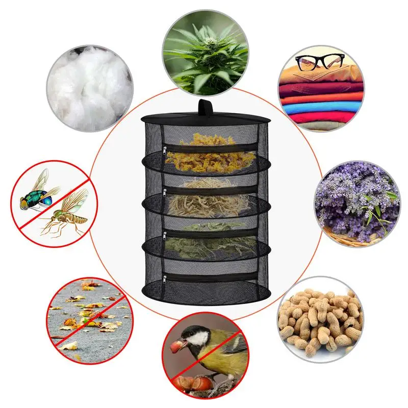 Plant Drying Net Herb Drying Rack 4 Layer Folding Fish Mesh Collapsible Dry Net With Zippers For Drying Seeds Fish Vegetables 2