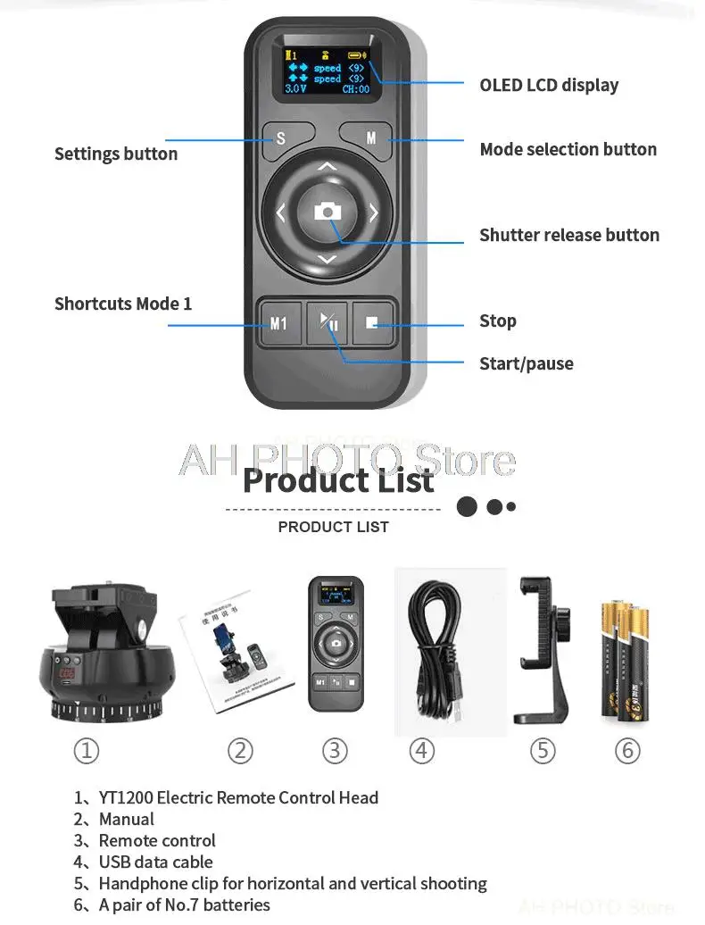 YT-1200 Auto Motorized Rotating Panoramic Head Remote Control Pan Tilt Tripod Head Stabilizer for GOPRO DSLRS Cameras Photo