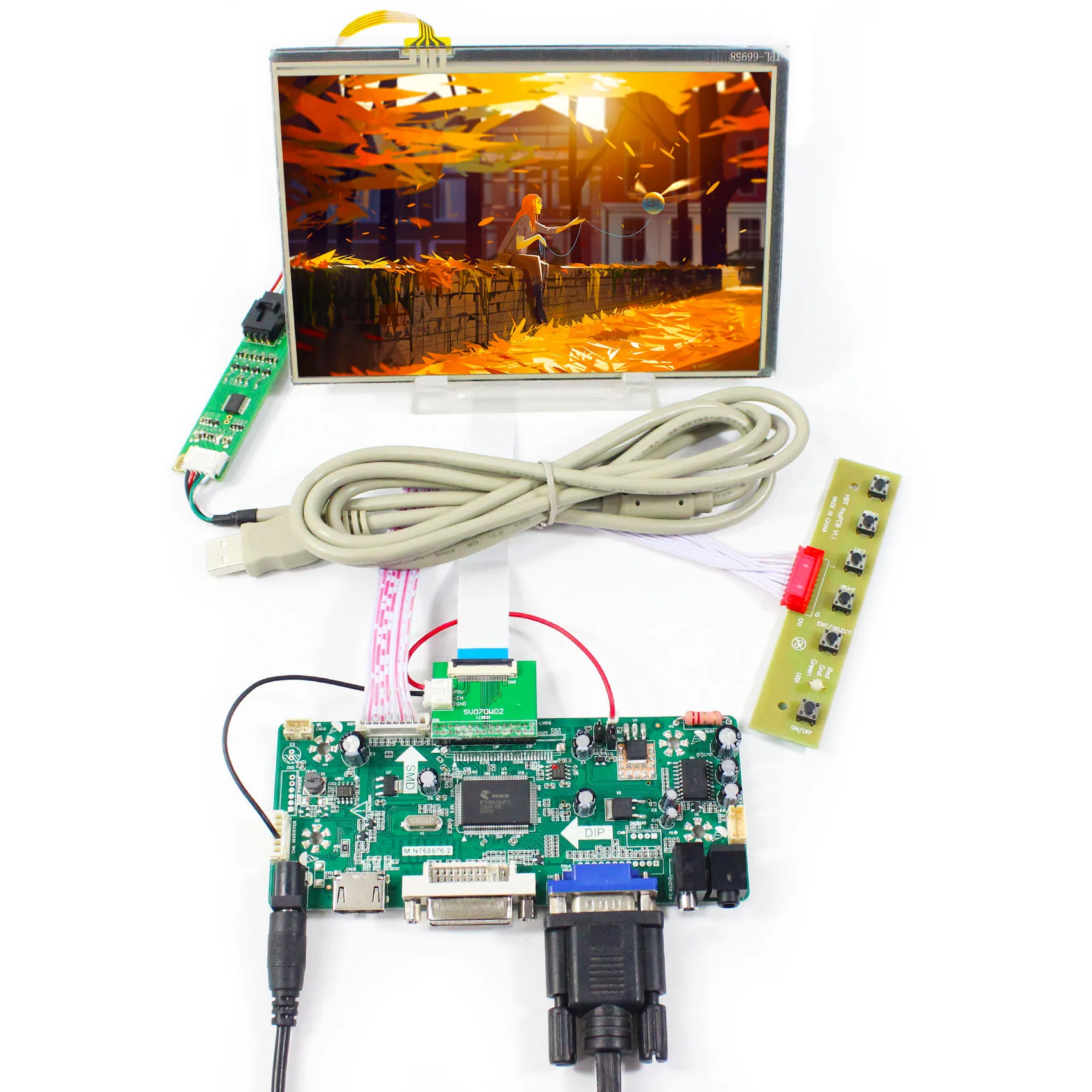 

7-дюймовый 1280X80 0 IPS ЖК-дисплей с резистивной сенсорной панелью контроллера M.NT68676