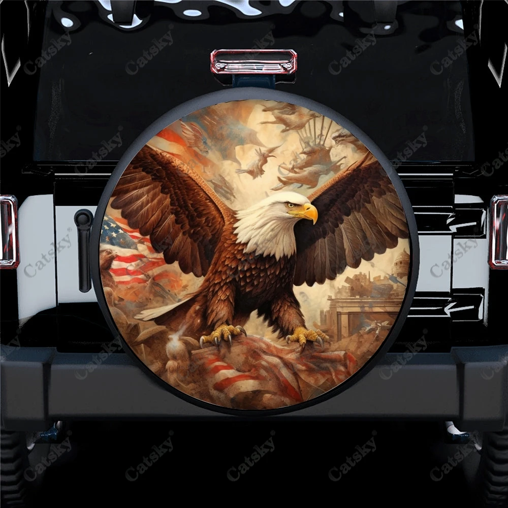 Bald Eagle with USA Flag Pattern Polyester Universal Spare Wheel Tire Cover  Wheel Covers for Trailer RV SUV Truck Camper AliExpress