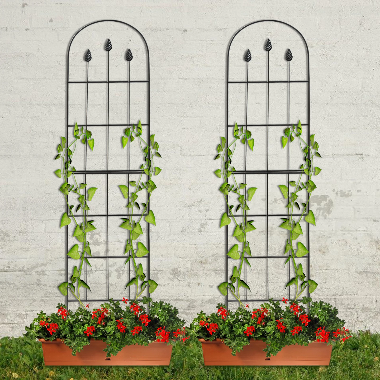 2pcs-classic-black-garden-trellis-for-climbing-plants-outdoor-rose-trellis