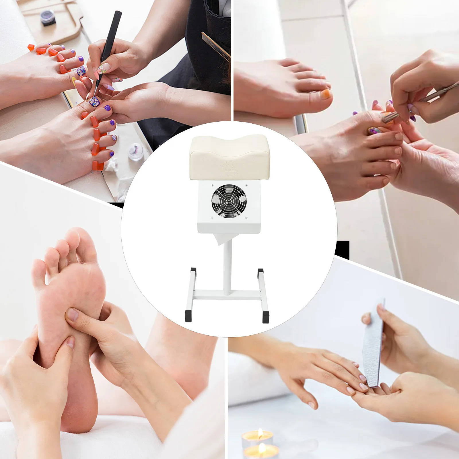 Pedicure Stool Chair Adjustable Manicure Footrest Salon Lift Stool with Vacuum Cleaner 18.9-26.77in salon rolling cart