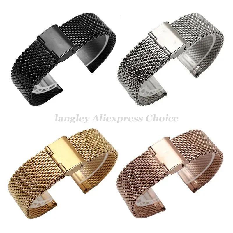 Mesh Milanese Stainless Steel Adjustable Watch Strap - 3mm Thickness Wire, Multiple Width Options