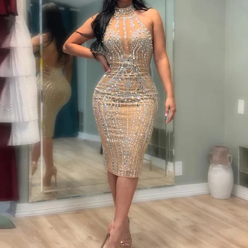 Designer Dresses Luxury Going Out Dresses Backless Dress Sexy Wrap Buttocks  Vestidos Women Party Dresses Sheath