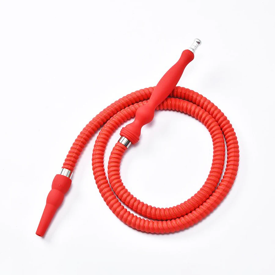 1.5M Rubber Handle Hookah Hose with Metal Tip Leather Wrapped Shisha Narguile Sheesha Chicha Cachimbas Hookahs Hose Mouthpiece 3