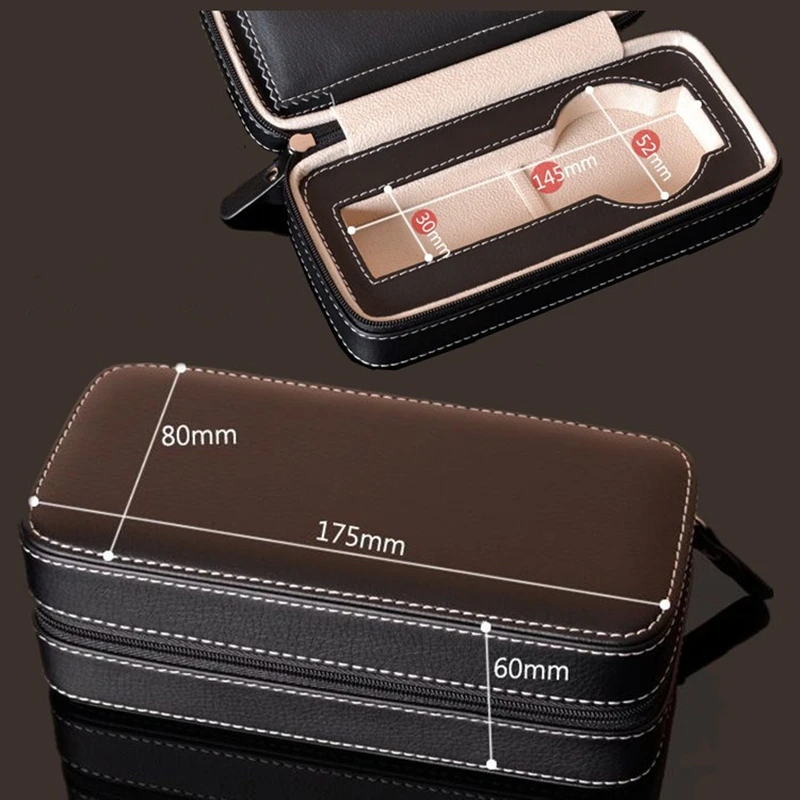 2 Slots Leather Watch Box Organizer New Watch Display PU Case Storage Box Travel Holder For Men