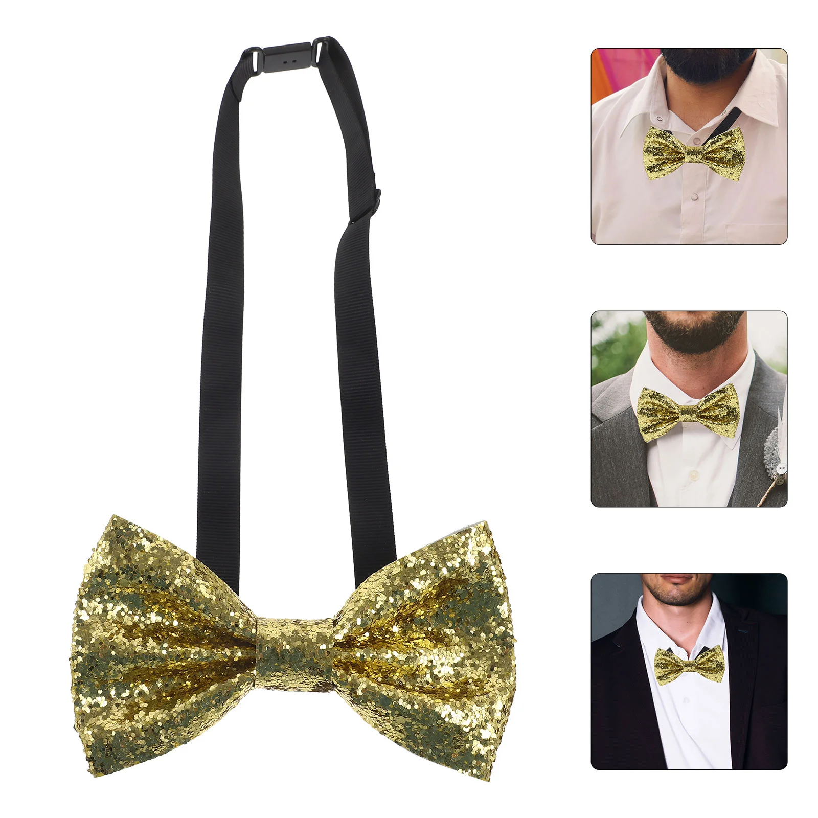 Groom Bow Tie Bachelor Party Adult Sequins Mens Tie Wedding Red Fabric Banquet