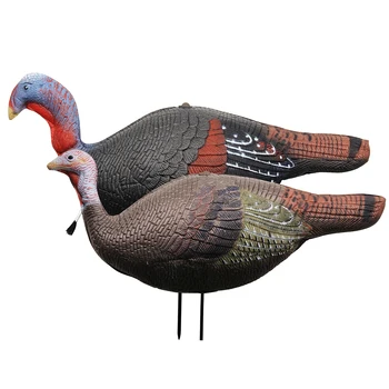 1 Pair Lifelike Collapsible Jake & Hen Turkeys Decoy for Hunting with Stakes Carry Bag Collapsible Lightweight 6