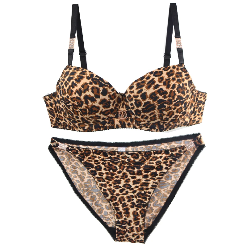 2024NewSexyLeopardPrintUnderwearForWomenPushUpBraSets