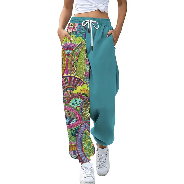 New Loose Jogging Pants Women 2022 Fashion Print High Waisted Workout Athletic Lounge Joggers Outdoor Trousers Ladies Sweatpants 3