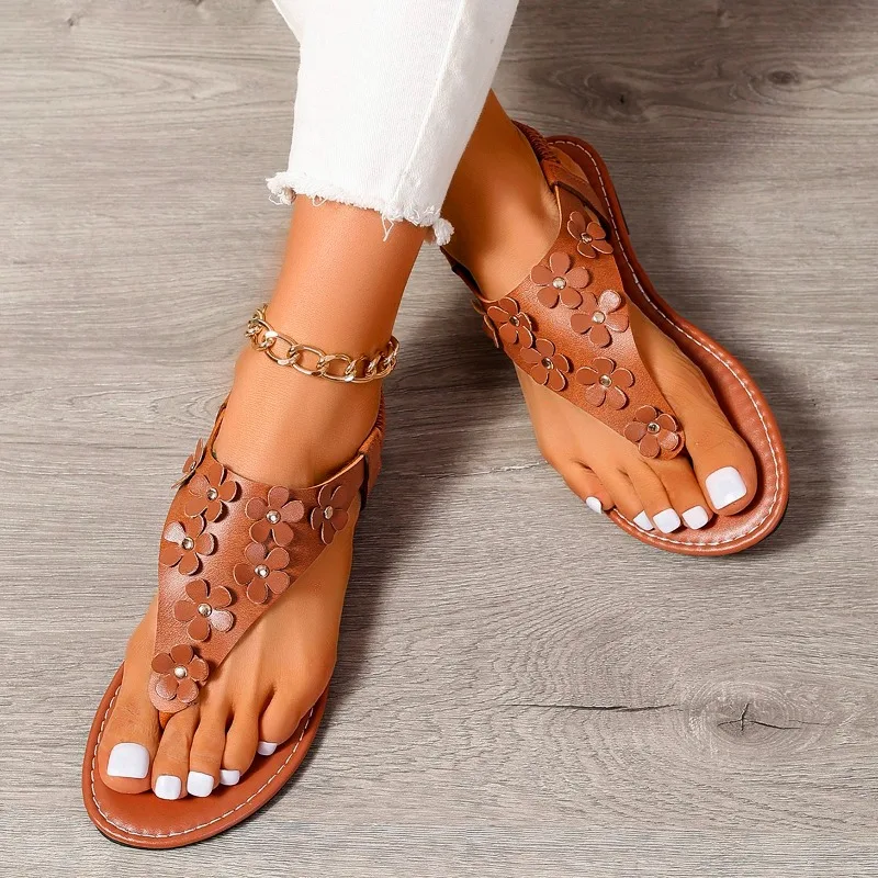 Women Flip Flop Flats Sandals Summer Designer Flower Beach Platform Casual Slippers Fashion Slingback Open Toe Mujer Slides