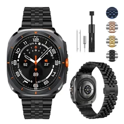 Durable Stainless Steel Adjustable Metal Watchband for Galaxy Watch Ultra (Black)