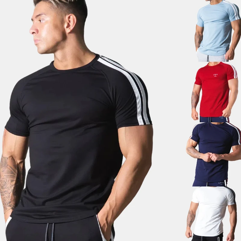 

Men's new summer pure cotton round neck ultra-thin solid color short sleeved top, very suitable for training and sports