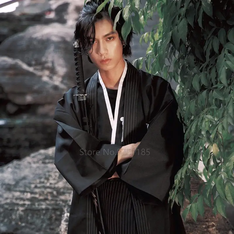 

Japanese Kimono Men Formal Clothes Traditional Samurai Clothes Cardigan Cosplay Clothing Restaurant Work Clothes Stage Costumes