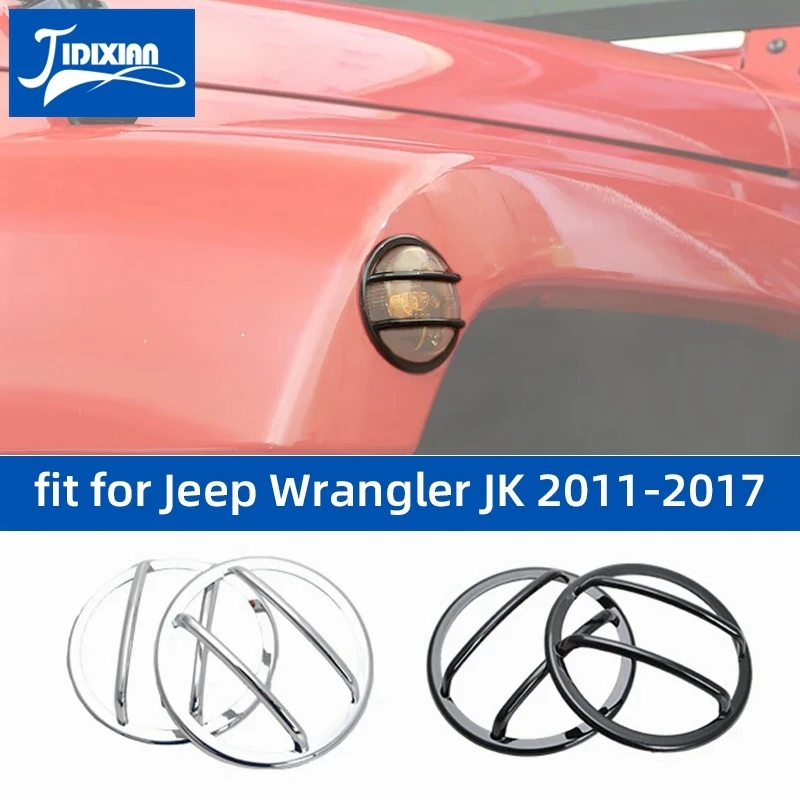 Car Wheel Brow Turn Signal Light Lamp Decoration Cover For Jeep Wrangler JK 2007 -
