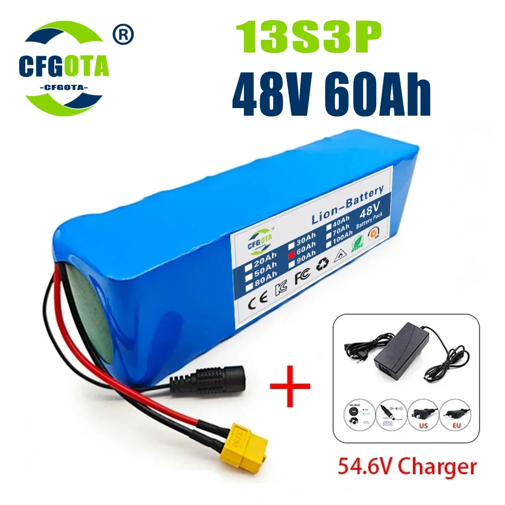 Batería De Litio Para Bicicleta Eléctrica - 36V/48V, 8-13Ah, Para Motores De Hasta 1000W, Con Cargador