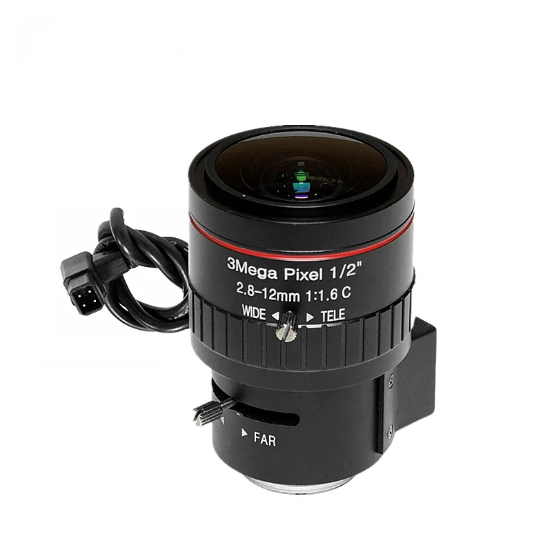 Auto iris lens: 2.8-12mm manual zoom, 1/2 inch HD 3 million portrait recognition bolt lens