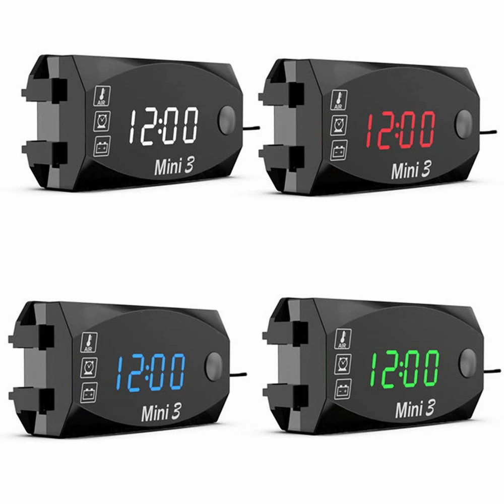 

DC 6V-30V 3 In 1 Multifunction Digital Time Clock + Thermometer +Voltmeter LED Display Motorcycle Waterproof IP67 for Car Boat