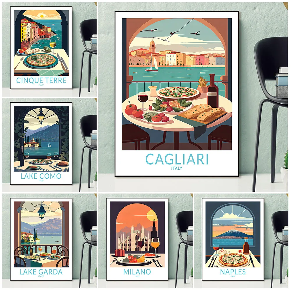 

Cinque Terre Food And Travel Wall Art Print Milano City Travel Artwork Canvas Print Netherlands Amsterdam Art Poster Print Decor