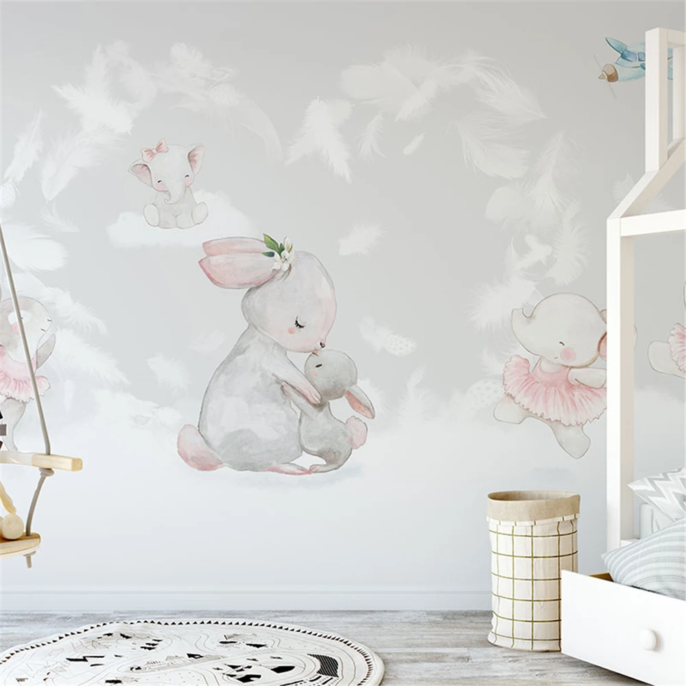 Papier peint 3D personnalisé pour chambre d'enfant, papier peint de dessin  animé, fond de lapin mignon, revêtement mural Ao.com - AliExpress, image size:1000x1000