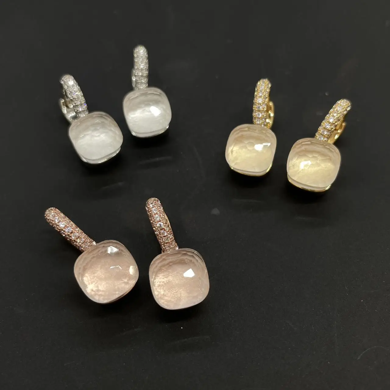 Classic Candy Color Earrings Inlay Transparent Zircon 27Colors Crystal Earrings Platinum Plated Fashion Jewelry For Women