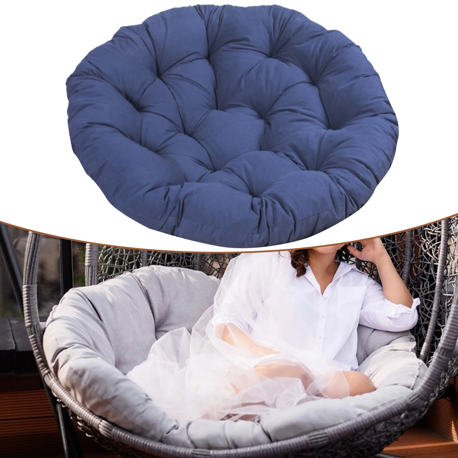 20 인치 라운드 Papasan 의자 쿠션 두꺼운 계란 의자 쿠션 정원 교수형 바구니 의자 매트 안뜰 침실 액세서리