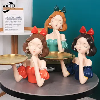 Nordic Creative Girls Storage Tray,Resin Ornaments,Home Decor Crafts,Statue, Office Desk Figurines, Decoration Accessories, Gift - Image 1
