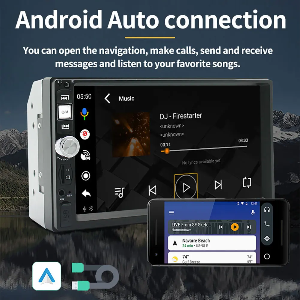 7in Car Radio Receiver Mirror Link HD Multimedia Player Carplay Function Car Entertainment System Universal for Cars SUV Trucks