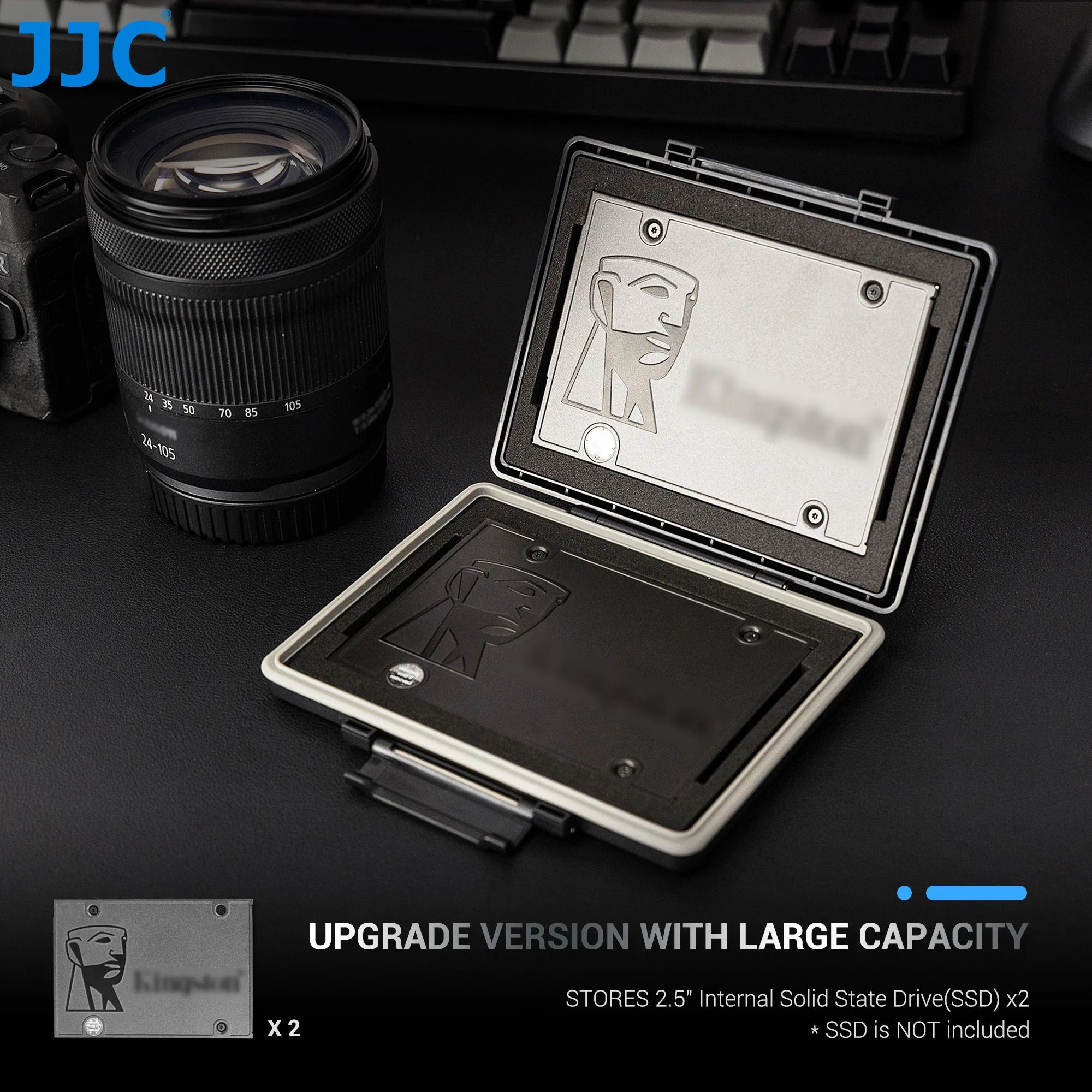JJC Dual-Slot Shockproof & Water-Resistant SSD Hard Drive Storage Case