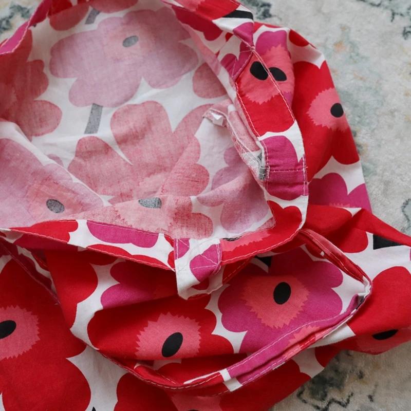 BYMONDY Women Eco-friendly Shopping Bags Fashion Floral Rose Red Ladies Tote Bag Shopper Reusable Cotton Cloth Handbags Popular