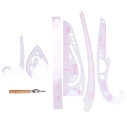7Pcs/Set Ruler Tailor Measuring Kit Clear Sewing Drawing Ruler Yardstick Sleeve Arm French Curve Set Cutting Ruler Paddle Whee