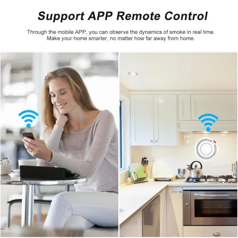 Tuya Zigbee3.0 WiFi Smoke Detector Sensor 80DB Fire Alarm Progressive Sound Smart Home Security Product Use With Zigbee Gateway