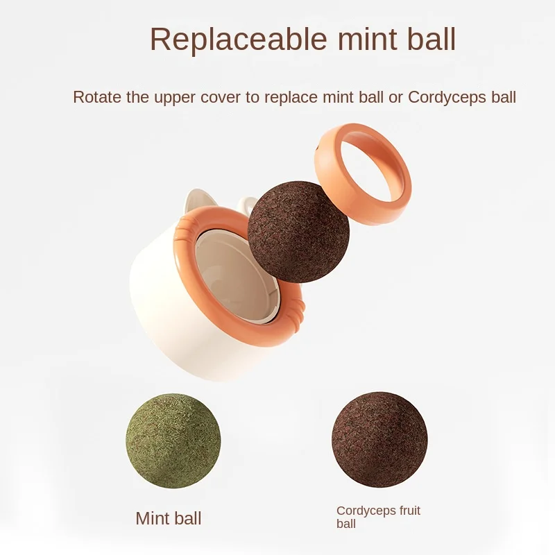 Cats Rotatable Catnip Ball Wall Sucker Lick Toys Contail Catnip Sugar Balls Smart Cat Toys Interactive Ball Cats Mint Toy