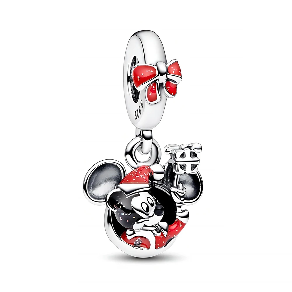 Disney Mickey Christmas Gift Box Ciondola Charm Fit Original Pandora Charms Bracciale E Gioielli Con Ciondolo Bangle