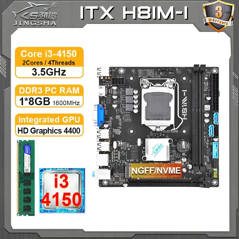 JINGSHA H81 itx Motherboard processor and memory kit core i3