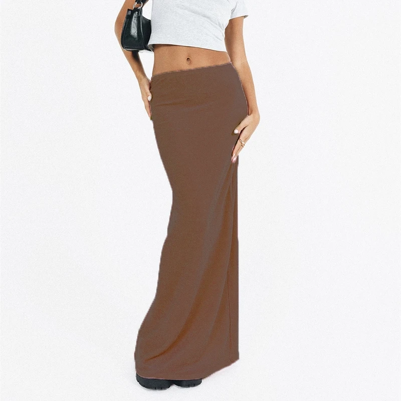

Fashion Women's Bodycon Long Skirt Mid Waist Office Skirts Solid Color Aesthetic Midi Skirts Evening Beach Party A-Line Skirts