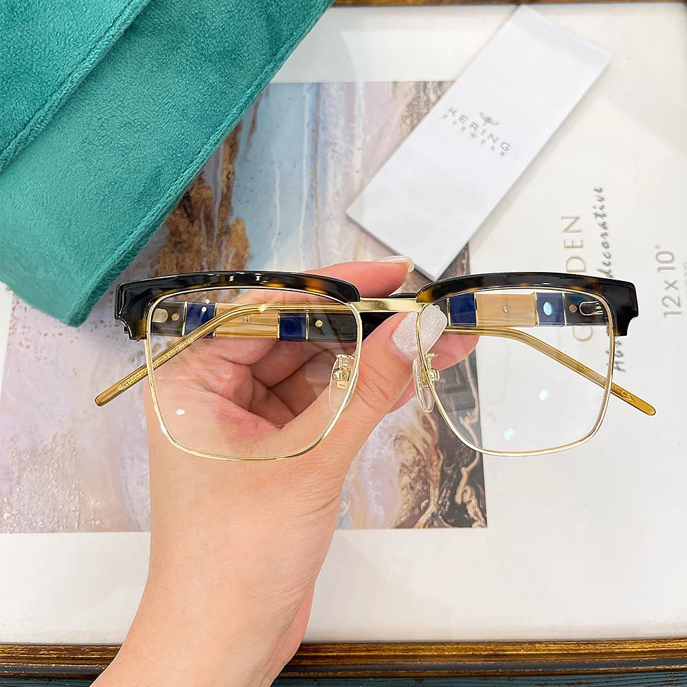 

Exquisite Decoration Semi-Rimless Style Sunglasses and Optical Glasses For Men and Women Acetate Frame Customizable lenses