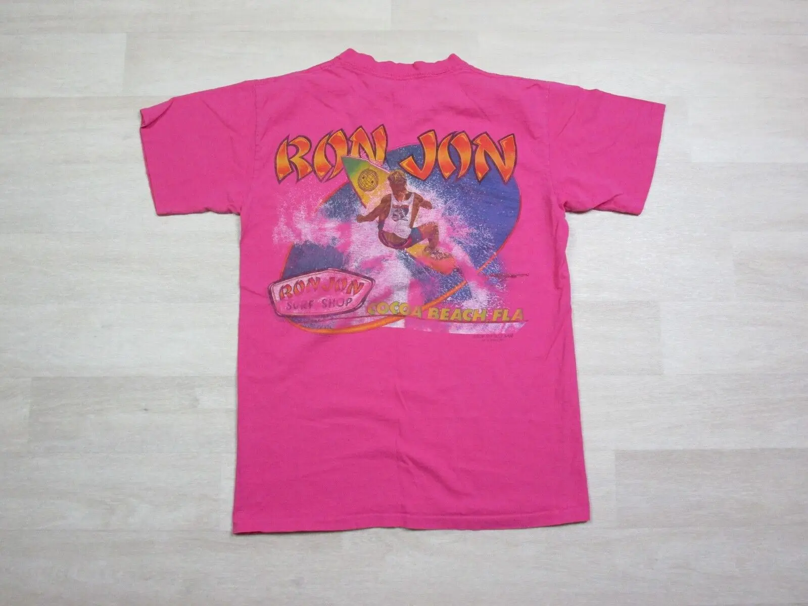 Vintage Ron Jon Surf Shop Bubble Gum Maglietta Tascabile Rosa (M) Cocoa Beach Usa