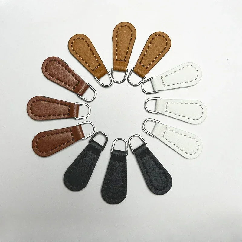 Zipper Pullers 10pcs Zipper Pullers Solid Color PU Zipper Pullers Clothes Pencil Bag Handbag Accessories