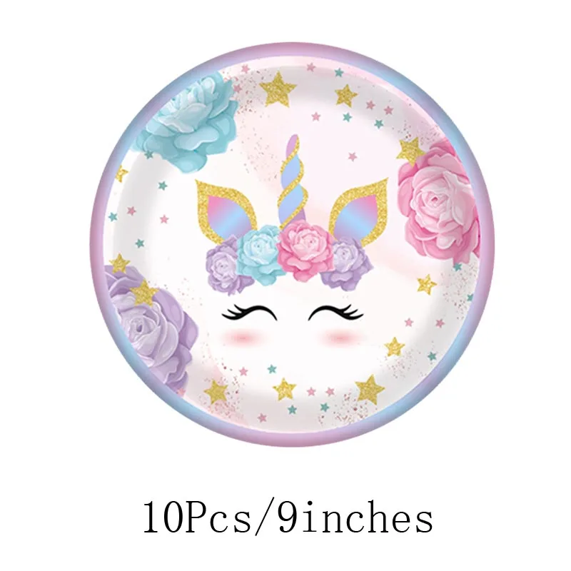 Unicorn Birthday Party Supplies - Disposable Cups Plates Napkins Decorations for Girls
