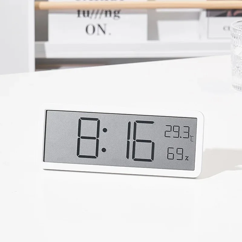 LCD Screen Digital Wall Clock Time Temperature Humidity Time Display Electronic Clock Desktop Digital Battery Powered wall clock digital wall clock digital display clock