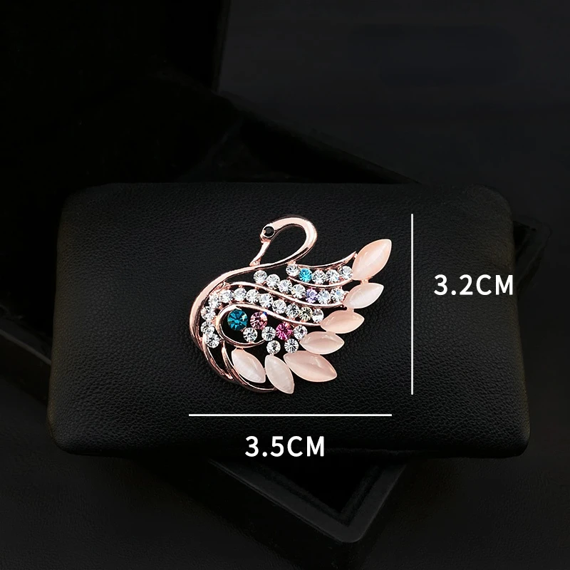 Fashion Swan Brooch Women Fixed Simple Suit Decoration Animal Pins Crystal Corsage Elegant Pin Accessories Jewelry Scarf Buckle
