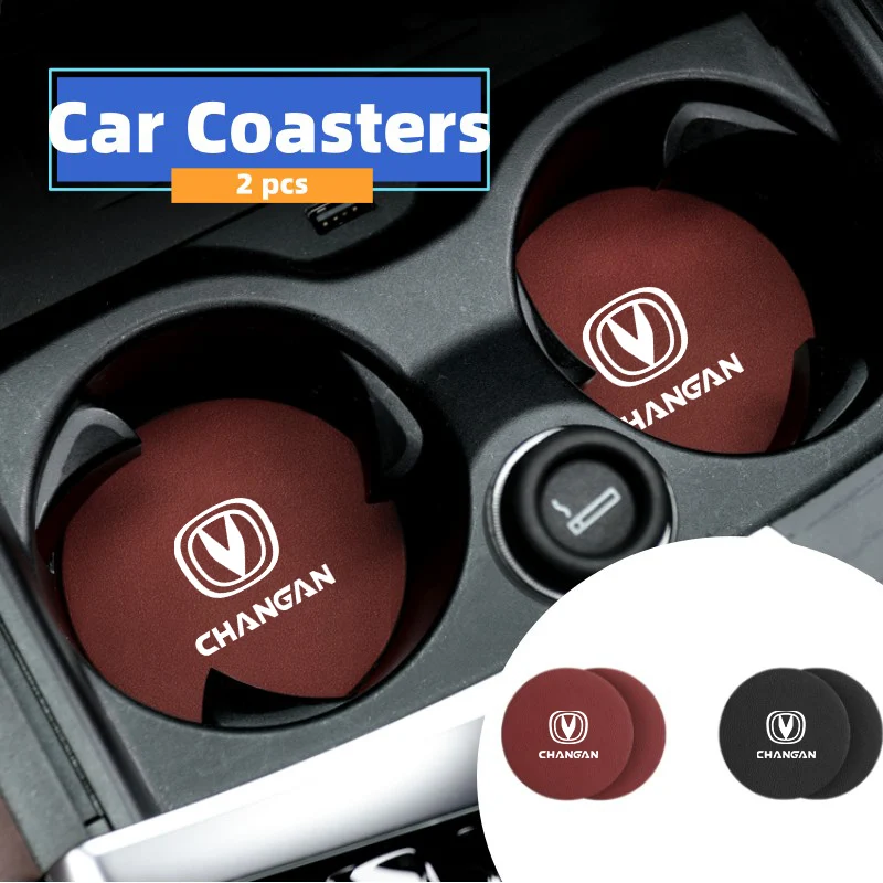 2Pcs Car Coaster Water Cup Holder Pad Non-Slip Mat Accessories Changan CS75 CS35 CS15 CS55 CS95 CS85 CX70 EADO CX20 Alsvin