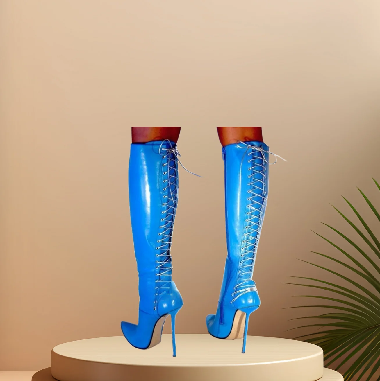 

Женские ботинки из лакированной кожи, синие ботинки на молнии сзади с перекрестной шнуровкой, обувь на тонком каблуке, обувь из искусственной кожи на высоком каблуке, 2023